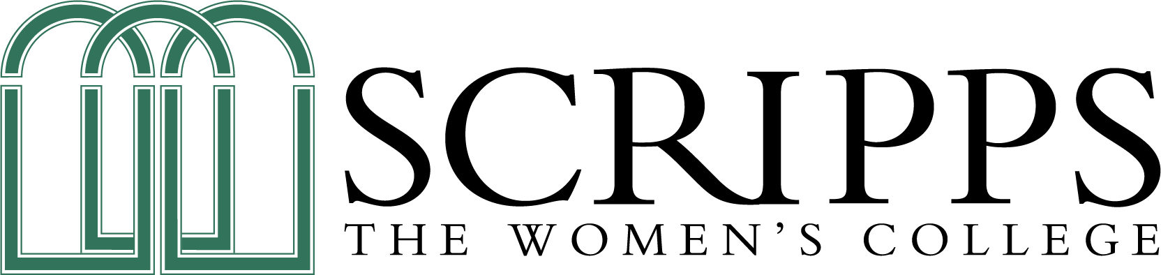 Logo of Scripps College, the Women's College, with three green arches.