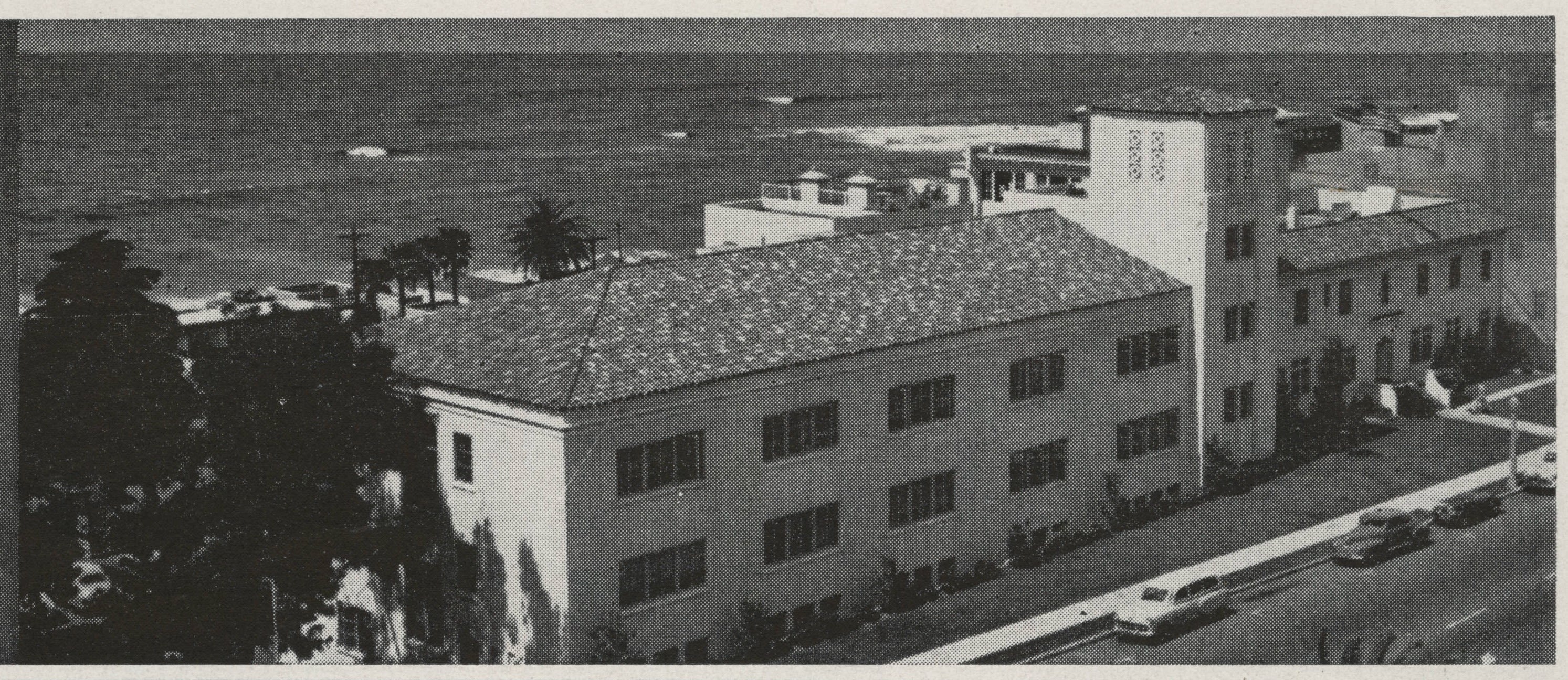 The Scripps Memorial Hospital building and its surrounding ocean view.